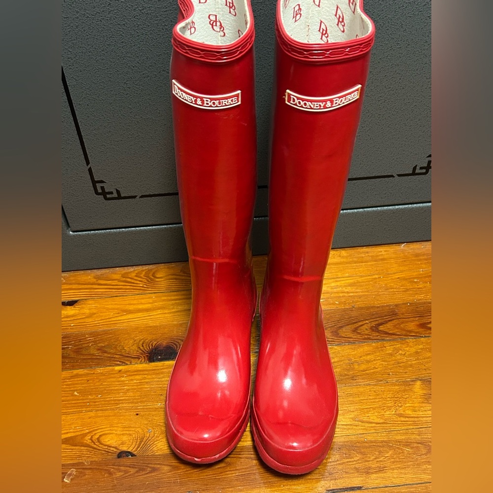 Dooney & Bourke Red knee high rain boots size 8